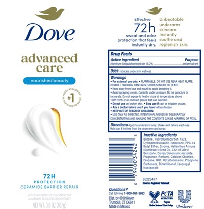 Label (Dove Advanced Care Nourished Beauty Antiperspirant Deodorant   Artwork)
